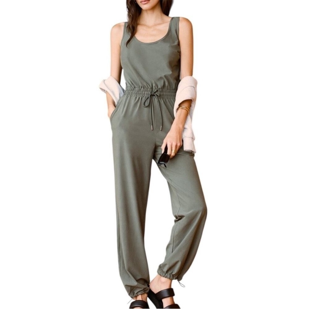 Abercrombie & Fitch Olive Green Sleeveless Jumpsuit